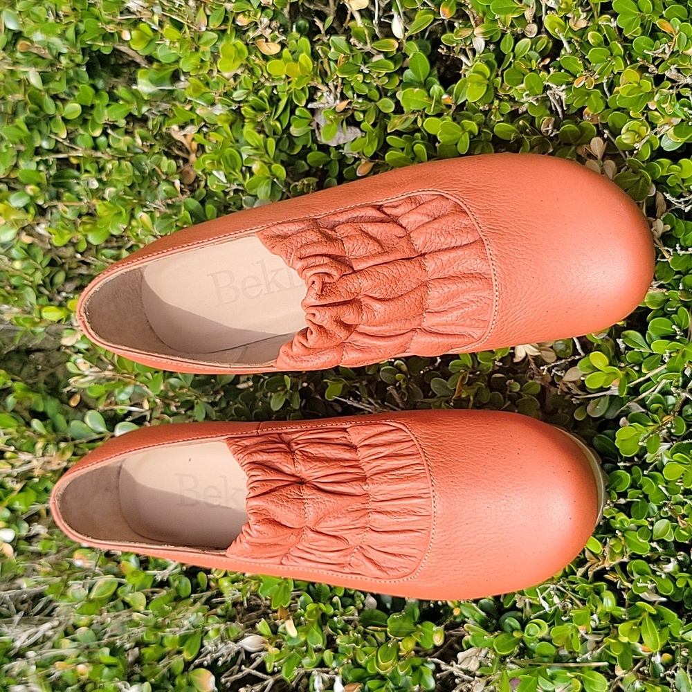 Beklina Women's Stylish Orange Leather Mules